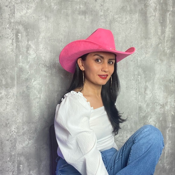 Pink suede cowgirl hat main image 5